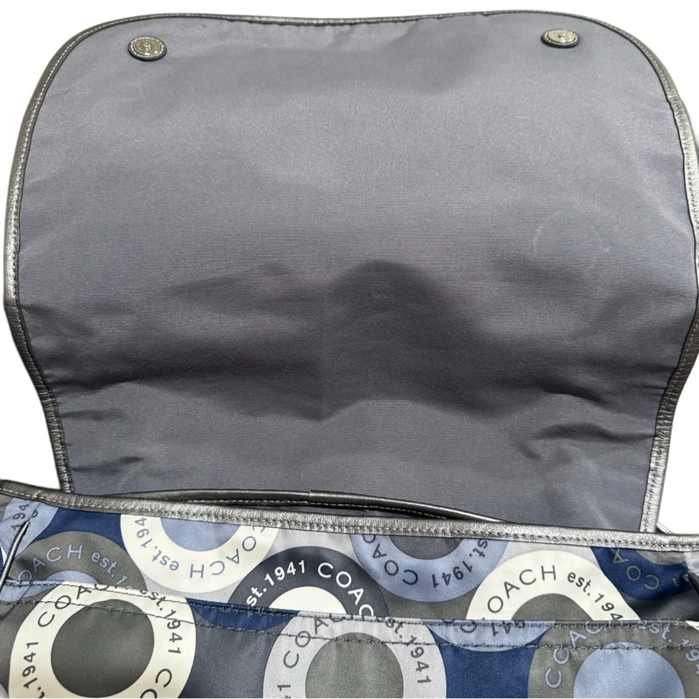 Coach Blue Gray Signature Diaper Bag Laptop Y2K Tote Messenger Crossbody F18377 - Picture 8 of 17